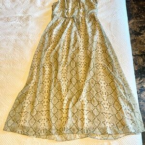 Vince Camuto Beige Snake Print Maxi Dress